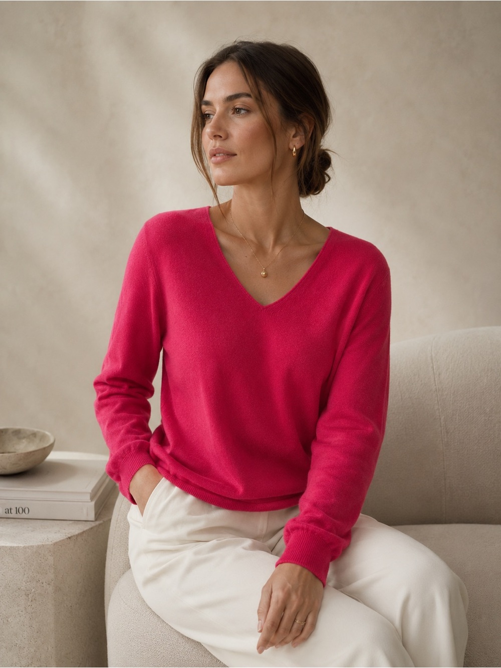 100% Cashmere V-Neck Sweater